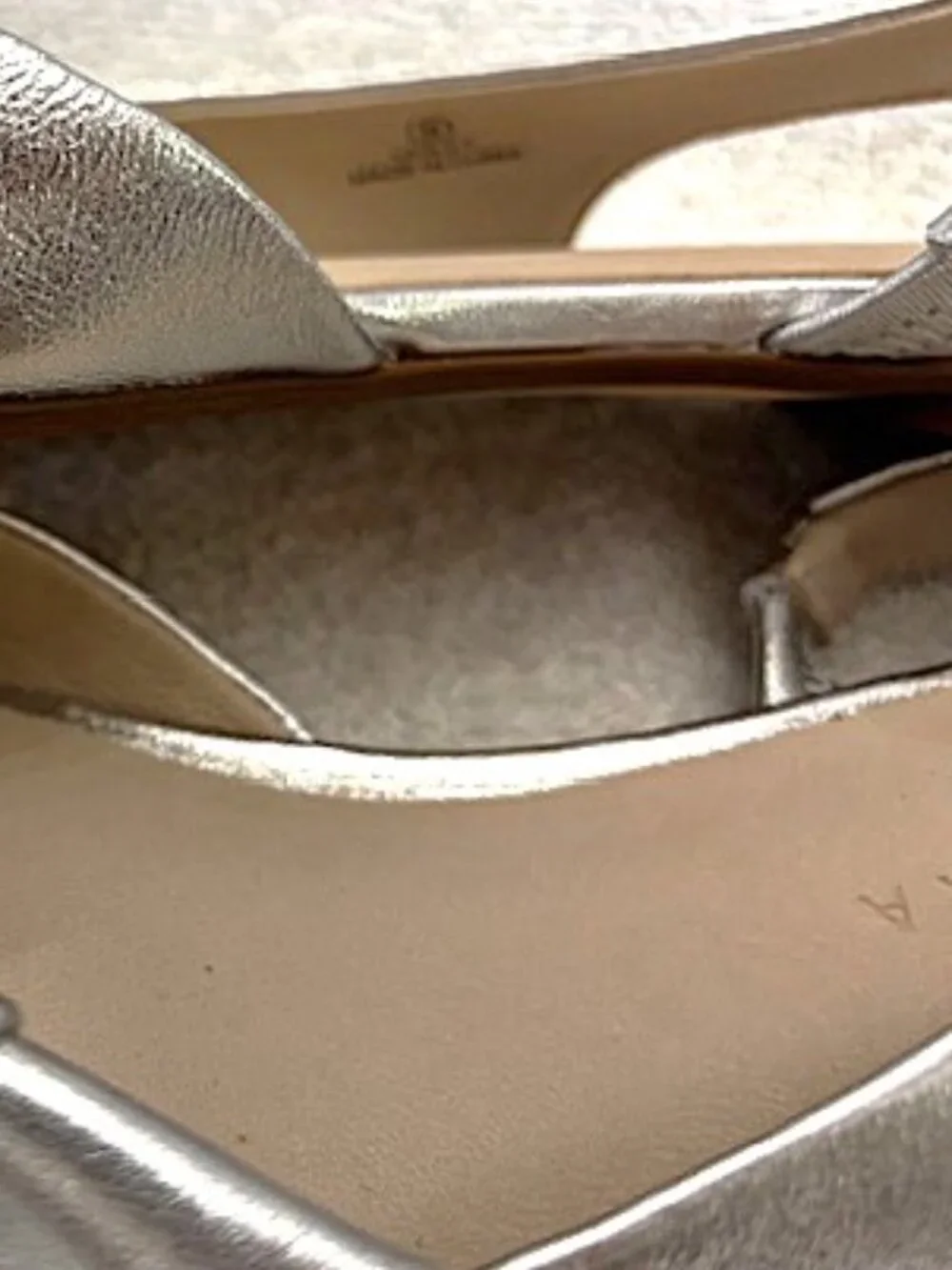 Yosi Samra matte silver metallic leather Violet Half d'Orsay Slingback Flats